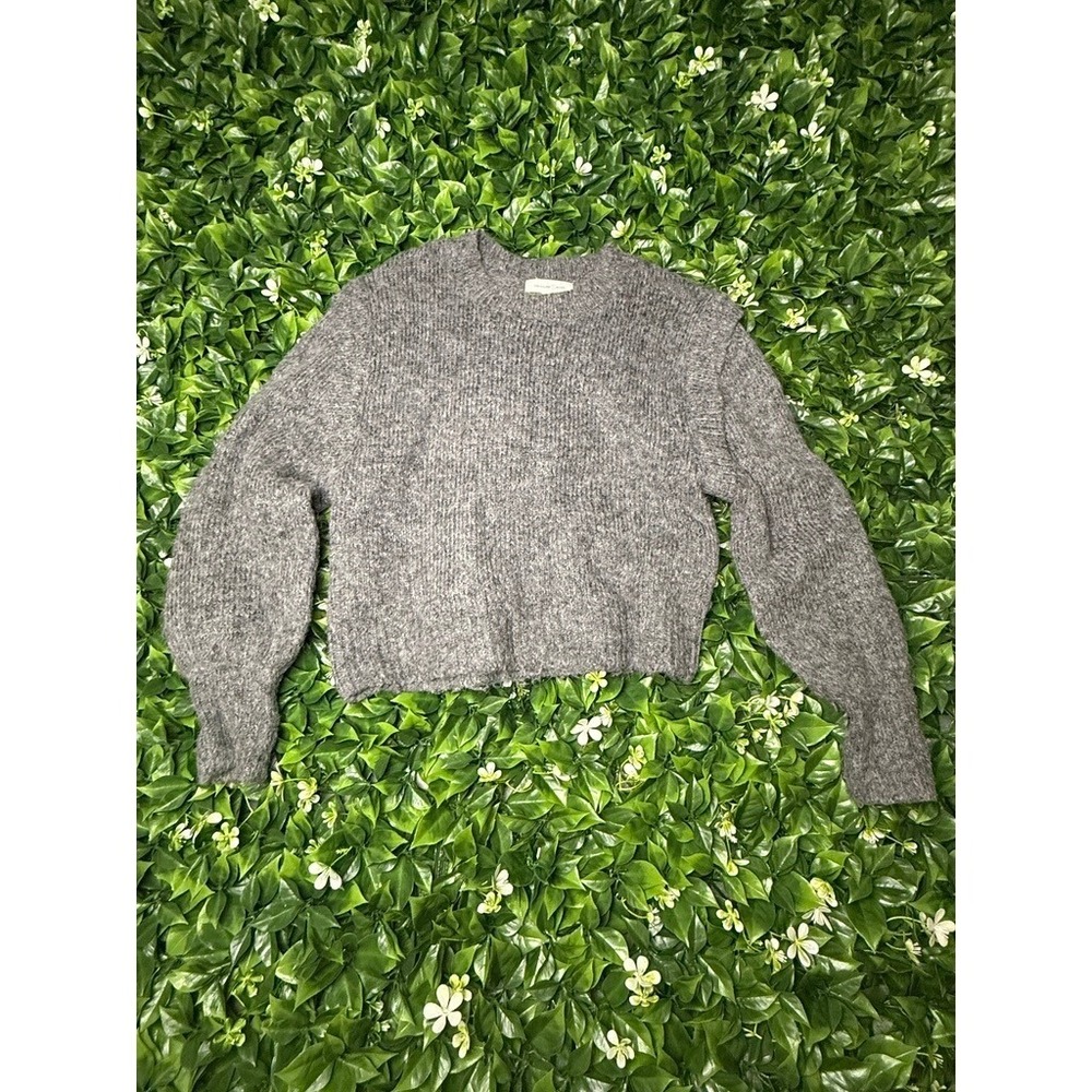 Treasure‎ Bond Gray Knit Sweater Cropped Long Sleeve Cozy Pullover Size S